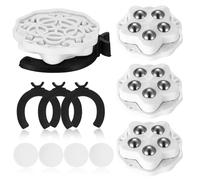 4 Pcs Self Adhesive Castor Wheels, Small Mini Self Adhesive Caster Wheels, Swivel Stick on Castors for Kitchen Appliances Furniture Trash Can Box, with Tape & Damping Pads (White)
