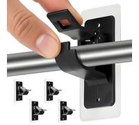 4 PCS Self Adhesive Curtain Hooks, No Drill Curtain Pole Brackets No Drill Curtains Pole with Self Adhesive Brackets Easy Install Poles Bracket for Living Room, Windows Swinging Doors Accessories