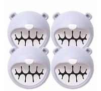 4 Pcs Self-Adhesive Tea Towel Holders,Bear Bathroom Tea Towel Hooks Stick on Wall, Push in Suction Kitchen Holders for Towels,Rags,No Drilling Needed(Grey)
