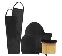 4 Pcs Self Tanning Application Kit,Set with Mini Mitt,Back Applicator,Tanning Mitts and Ultra Soft Self Tanner Brush Bamboo Kabuki Brush,Fake Tan Mitt(Black)