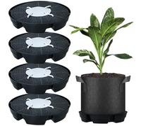 4 Pcs Self-Watering Fabric Pot Base, Auto-Irrigation System Plant Saucer for 5 Gallon Fabric Pots, Auto Watering Plant Water Tray Self Watering System for Indoor Greenhouses Grow Tents Gardens