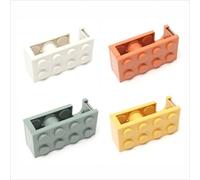 4 Pcs Sellotape Dispenser and Tape, Tape Dispenser Desk, Sellotape Dispenser for Office Packaging, Home Crafts, School Projects, Yellow and White Building Block Design