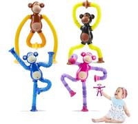 4 PCS Sensory Tubes, Pop Tubes, Pop Tubes Sensory Toys, Monkey Pop Tubes Toys for Kids, Sensory Toys for Kids Telescopic Tube Toy for Girls & Boys Fidget Toys Birthday Gift Party Favors
