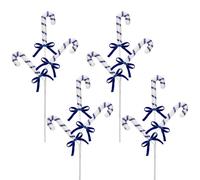 4 Pcs Sequin Christmas Candy Picks, 40cm Glitter Candy Cane Decorations Sparkling Christmas Tree Picks Christmas Candy Canes for Xmas Tree Wreath Vase Filler Crafts Holiday Party Home (Blue White)