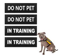 4 Pcs Service Dog Harness Patch, Do Not Pet in Training Leather Reflective Removable Tags Interchangeable Vest Patches Hook Backing in Assistance Training Magic Sticker Embroidered Tactical