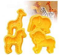 4 pcs/set Cartoon Animals Plastic Cookie Cutters Elephant Giraffe Lion Zebra Cake Plunger Tools Pastry fondant Biscuit Mold Random Color