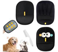 4 Pcs Set Cartoon Big Eyes Electrostatic Pet Hair Remover Glove, Yellow Double Sided Cat Grooming Gloves, Pet Hair Removal Glove Pets Hair Removal Tool with Comb Electrostatic Grooming Gloves