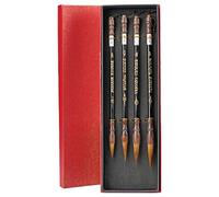 4 Pcs/Set Chinese Calligraphy Brush Japanese Calligraphy Brush Pens Traditional Weasel Hair Brush Pen Writing Brushes 4X Weasel Hair Brush Pen Chinese Calligraphy Brush School Supplies for Beginners