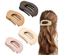 4 Pcs Set Flat Hair Clips for Women - Round Flat Claw Clips Strong Hold Lay Down Claw Clamps Hair Barrettes Alligator Clip- Simple Elegant Duckbill Hair Clip for Thick Thin Hair-A