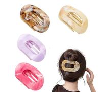 4 Pcs Set Flat Hair Clips for Women - Round Flat Claw Clips Strong Hold Lay Down Claw Clamps Hair Barrettes Alligator Clip- Simple Elegant Duckbill Hair Clip for Thick Thin Hair-AA4