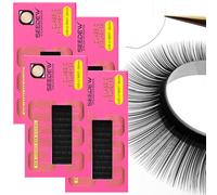 4 PCS Set, LJ Curl Lash Extensions, 0.05mm LJ MIX7-16mm 16 Rows/Tray, Classic Individual Single Natural Soft Lightweight Eyelashes Grafting for Lash Artists, Beauty Salon(Black-0.05-LJ-MIX7-16mm)