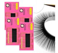 4 PCS Set, LJ Curl Lash Extensions, 0.07mm LJ MIX7-16mm 16 Rows/Tray, Classic Individual Single Natural Soft Lightweight Eyelashes Grafting for Lash Artists, Beauty Salon(Black-0.07-LJ-MIX7-16mm)