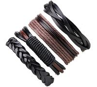 4 Pcs/Set Men Boys Leather Bracelet Woven Bangles Vintage Male Birthday Gift Jewelry Wristband