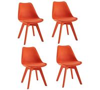 4 pcs Set of Plastic Dining Chairs - Retro Overall PP Legs Cushioned Pad Contemporary Designer for Office Lounge Dining Kitchen
