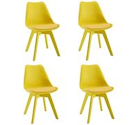 4 pcs Set of Plastic Dining Chairs - Retro Overall PP Legs Cushioned Pad Contemporary Designer for Office Lounge Dining Kitchen