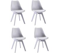 4 pcs Set of Plastic Dining Chairs - Retro Overall PP Legs Cushioned Pad Contemporary Designer for Office Lounge Dining Kitchen
