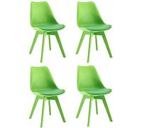 4 pcs Set of Plastic Dining Chairs - Retro Overall PP Legs Cushioned Pad Contemporary Designer for Office Lounge Dining Kitchen