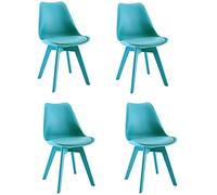 4 pcs Set of Plastic Dining Chairs - Retro Overall PP Legs Cushioned Pad Contemporary Designer for Office Lounge Dining Kitchen