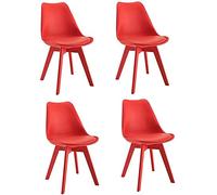 4 pcs Set of Plastic Dining Chairs - Retro Overall PP Legs Cushioned Pad Contemporary Designer for Office Lounge Dining Kitchen