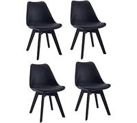 4 pcs Set of Plastic Dining Chairs - Retro Overall PP Legs Cushioned Pad Contemporary Designer for Office Lounge Dining Kitchen