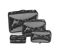 4 Pcs set organizer for closet Mesh Travel Essentials lightweight set packing cubes - Death God Skull
