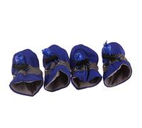 4 Pcs/set Portable Pet Dog Shoes Cover Non-slip Rain Boots Autumn Winter Dogs Paws Soft Shoes blue No. 7 without velvet
