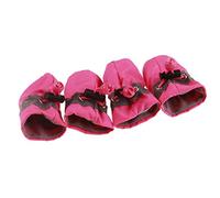 4 Pcs/set Portable Pet Dog Shoes Cover Non-slip Rain Boots Autumn Winter Dogs Paws Soft Shoes pink No. 2 without velvet