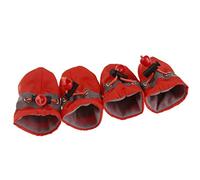 4 Pcs/set Portable Pet Dog Shoes Cover Non-slip Rain Boots Autumn Winter Dogs Paws Soft Shoes red No. 1 without velvet