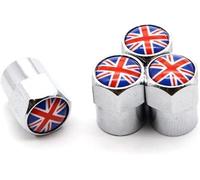 4 Pcs/Set Silver Car Styling Aluminium Alloy/Copper England British National Flag Car Tire Valve Caps Wheel Tires Tire Stem Air Cap Airtight Covers, Valve Stems and Caps, Tire Valve Stem Caps