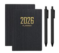 4 Pcs Set Small Diary 2026 Pocket Diary, Small 2026 Diary Pocket Size, Weekly Planning Organiser for Office Tasks and Academic Scheduling, Portable Notebook Set with Two Black Pens for 2026 Planning