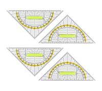 4 Pcs Set Square Protractor Set with Ergonomic Grip, Flexible Geometry Sets & Set Square for Circle Drawing - Ideal for Students, Office, Design Art