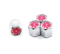4 Pcs/Set Tire Valve Dust Caps Flower Style Zinc Alloy for Cars (Silver)