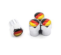4 Pcs/Set Tire Valve Dust Caps Germany National Flag Aluminium Alloy/Copper for Cars (Silver)