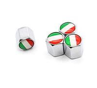 4 Pcs/Set Tire Valve Dust Caps Italy flag Style Zinc Alloy for Cars (Silver)