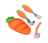 4 Pcs/Set Toddler Tableware Set Kids Silicone Dinner Plate Divided Grids Dish