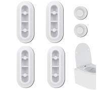 4 Pcs Set Toilet Seat Rubber Bumpers, Push On Toilet Seat Bumpers, Toilet Seat Bumper Replacement Set, Toilet Seat Plugs for Toilet Seats and Most Toilet Seat Models (with 2 Top Lid Pad,Grey)