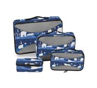 4 Pcs set travel organizer bags Mesh Travel Essentials Dark Blue Polar Bear portable packing cubes for carry
