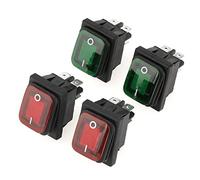 4 Pcs/Set Waterproof Rocker Toggle Switch 4 Pin 2 Position ON-OFF Red Green Lamp Rocker Switch 220V Indicator Light Dustproof Red Green Lamp Rocker Switch Snap for Car Truck Boat Motorhome