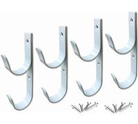 4 PCS Set Wide Pool Pole Hangers Heavy Duty White Aluminium Holder Hooks with Screws Perfect Hook Holders for Swimming Pool,Telescopic Poles,Skimmers,Nets Brushes,Vacuum Hose,Garden Equipment Etc