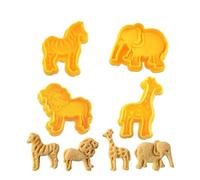 4 Pcs Set Yellow Animal Cookie Cutters | Zoo Animals Cookie Cutters | Fondant Cutters Shapes | Perfect for Baking | Elephant, Giraffe, Lion, Zebra Shapes Cookie Cutter | DIY Baking Mold for Kids