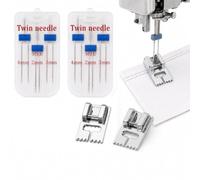 4 Pcs Sewing Machine Needles Set, Compatible with Brother, Janome, Singer | Twin Needle Presser Foot, Parallel Stitching, 2 mm 3 mm 4 mm Sizes, Suitable Most Domestic Sewing Machines