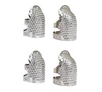 4 Pcs Sewing Thimble, Metal Silvery Vintage Thimbles for Hand Sewing, Adjustable Sew Thimble Finger Protector, for Hand Embroidery Quilting Accessories DIY Needlework Tool (2 Sizes, S/M)