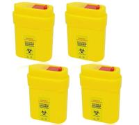 4 Pcs Sharps Bin Small, 0.21L Portable Travel Sharps Bin Mini Compact Square Leakproof Compact Disposal Box, Placing Box Ideal For Travel Work And Daily Personal Use
