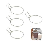 4 PCS Shopping Cart Cup Holder Portable Cup Holder Cart Cup Holder Carbon Steel Ring Style Cart Hanger Shopping Cart Accessories for Coffee Tapered Cup, Chrome