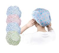 4 Pcs Shower Caps, Reusable Shower Caps for Women and Men, Elasticated Waterproof Shower Cap for Long Hair, Soft Bath Cap (Dotted)