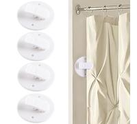 4 pcs Shower Curtain Clips with Water Guard,white Self Adhesive Shower Curtain Shower Windproof Splash Guard Small Wire Holder for Shower Hanging Camper Bathroom Home Decoration Indoor and Outdoor