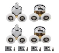 4 Pcs Shower Door Rollers, 23mm Shower Door Wheels Replacement, Curved Showers-Doors Rollers for Curved Sliding Glass Doors Bathroom, Fits 4-6mm Glass With Anti-Collision Block