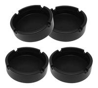 4 Pcs Silicone Ashtrays,Black RoundHeat Resistant Home Office Decoration Ashtrays