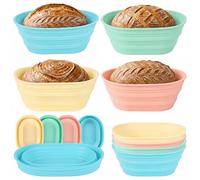 4 Pcs Silicone Bread Proofing Baskets, Foldable Non-Stick Sourdough Basket | Dough Proofing Bowls Container, Bread Making Tools for Baking & Proofing Artisan Bread