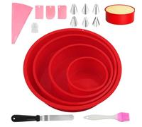 4 Pcs Silicone Cake Mould, Round Silicone Baking Moulds for Bakings Mousse, Muffin, Pudding, Cupcake, Bread(4, 6, 8, 10 inches)